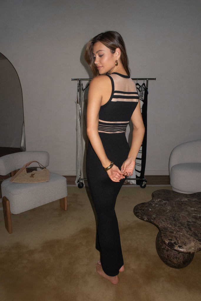 Black Jianna Striped Maxi Dress