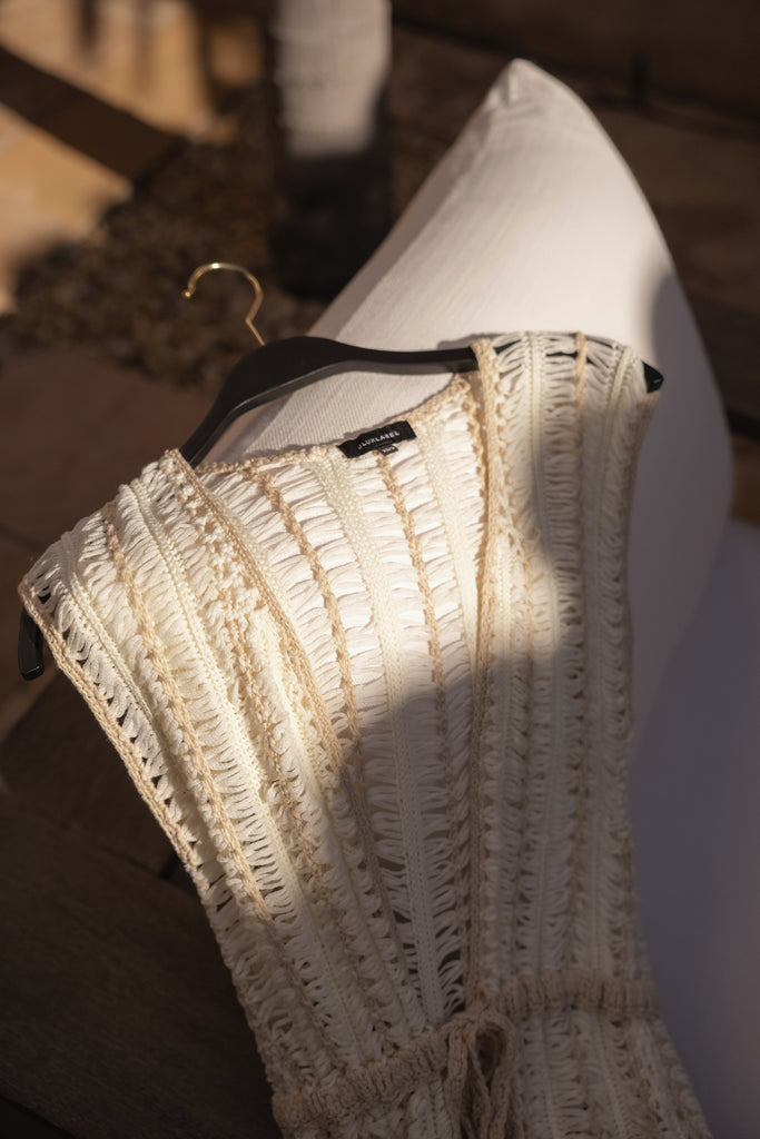 Ivory/Beige Marcelle Crochet Maxi Dress