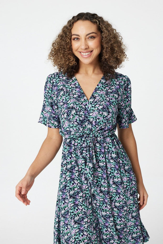 Floral Drop Hem Midi Tea Dress