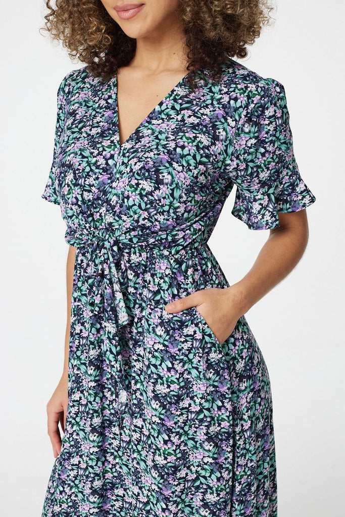 Floral Drop Hem Midi Tea Dress