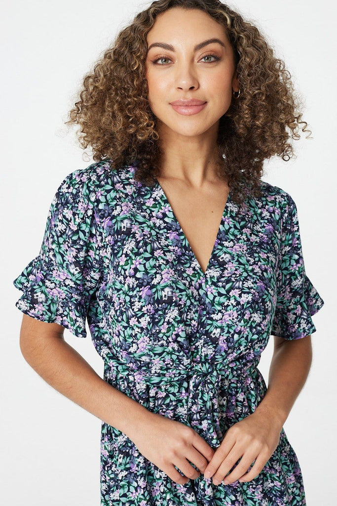 Floral Drop Hem Midi Tea Dress
