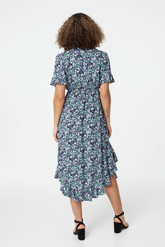 Floral Drop Hem Midi Tea Dress