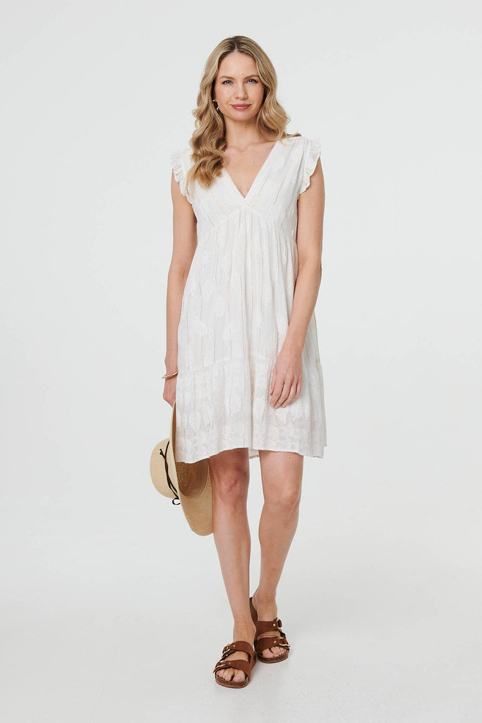 Metallic Striped Texture Short Dress