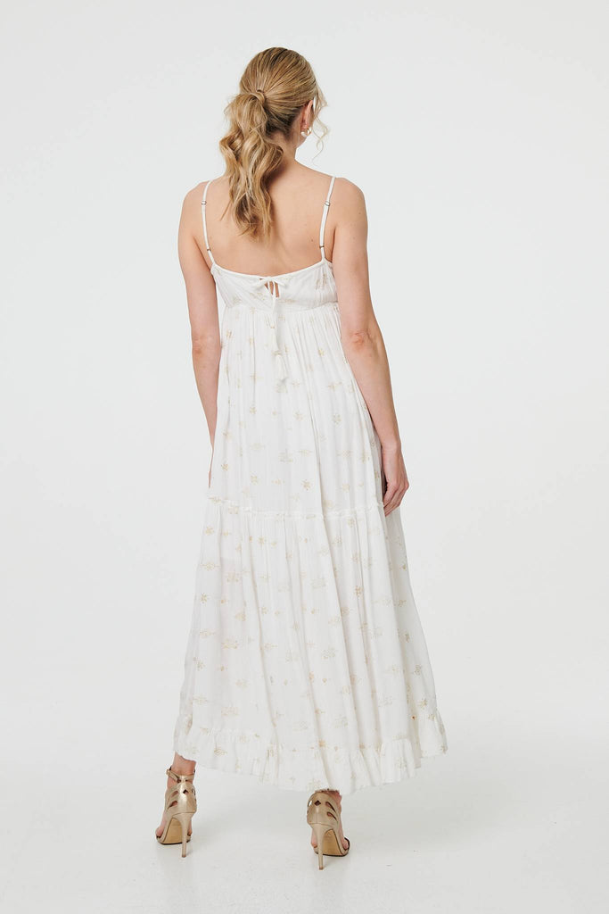 Textured Cami Strap Empire Maxi Dress