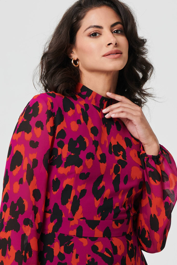 Animal Print Tie Waist Mini Skater Dress