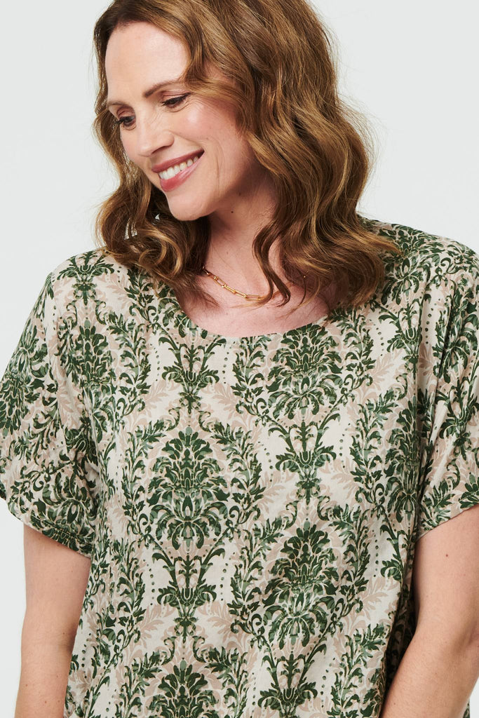 Baroque Print Relaxed Short Shift Dress