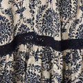 Ikat Print Shirred Lace Midi Dress