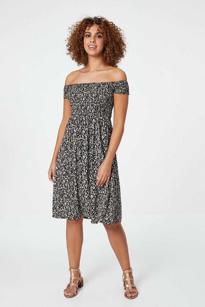 Ditsy Floral Off The Shoulder Dress