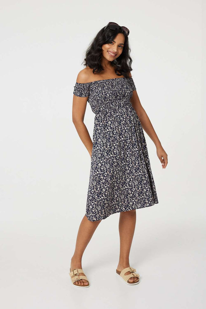 Ditsy Floral Off The Shoulder Dress