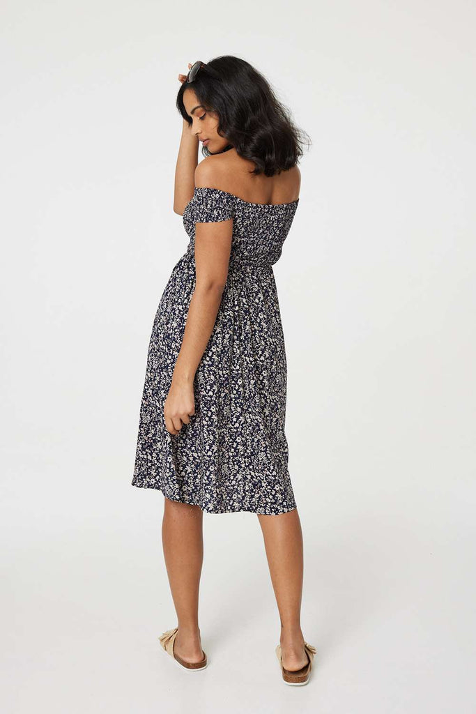 Ditsy Floral Off The Shoulder Dress