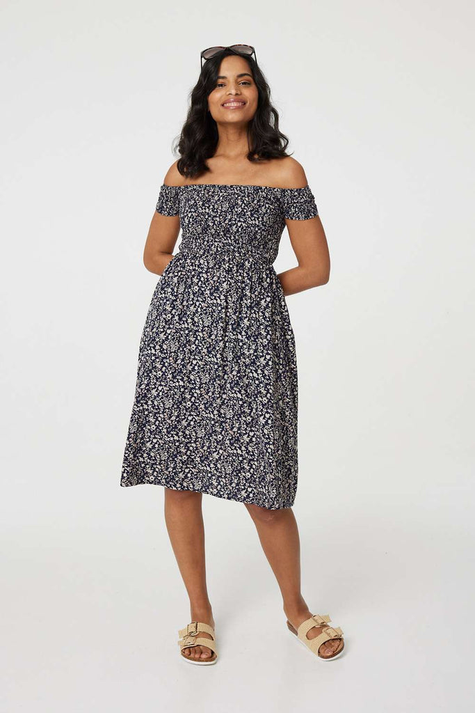 Ditsy Floral Off The Shoulder Dress