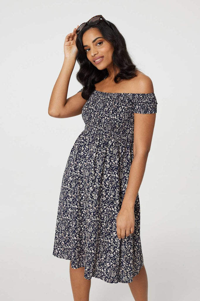 Ditsy Floral Off The Shoulder Dress