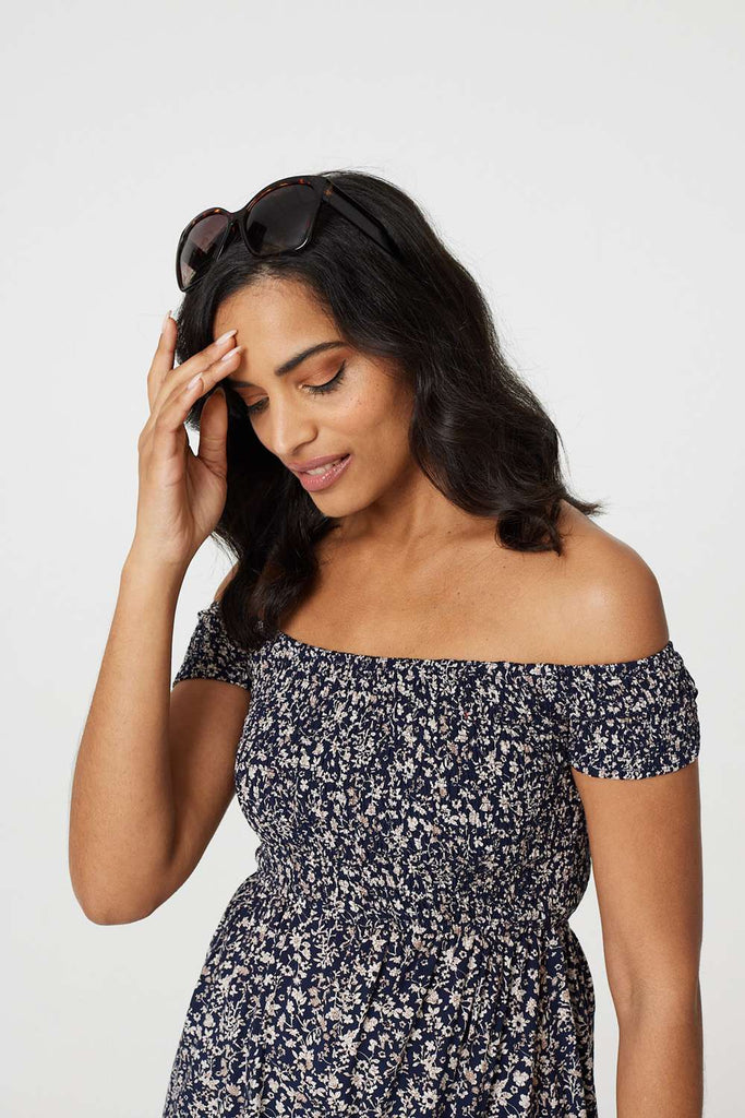 Ditsy Floral Off The Shoulder Dress