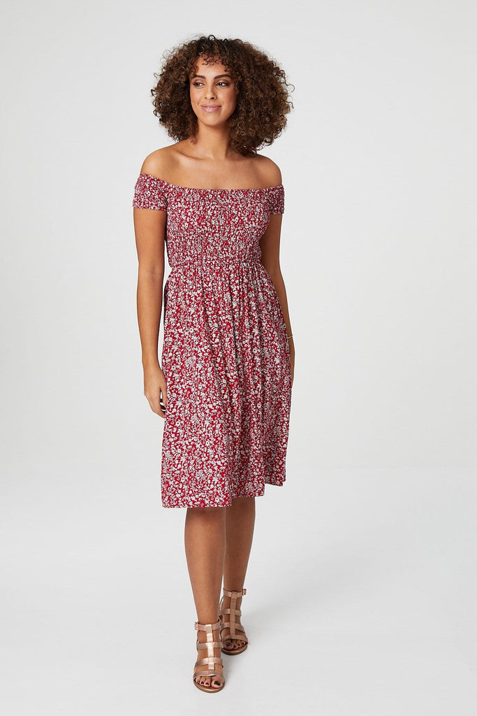 Ditsy Floral Off The Shoulder Dress