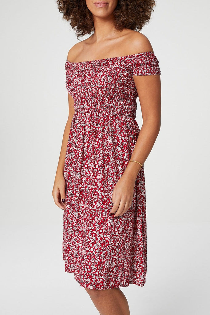 Ditsy Floral Off The Shoulder Dress