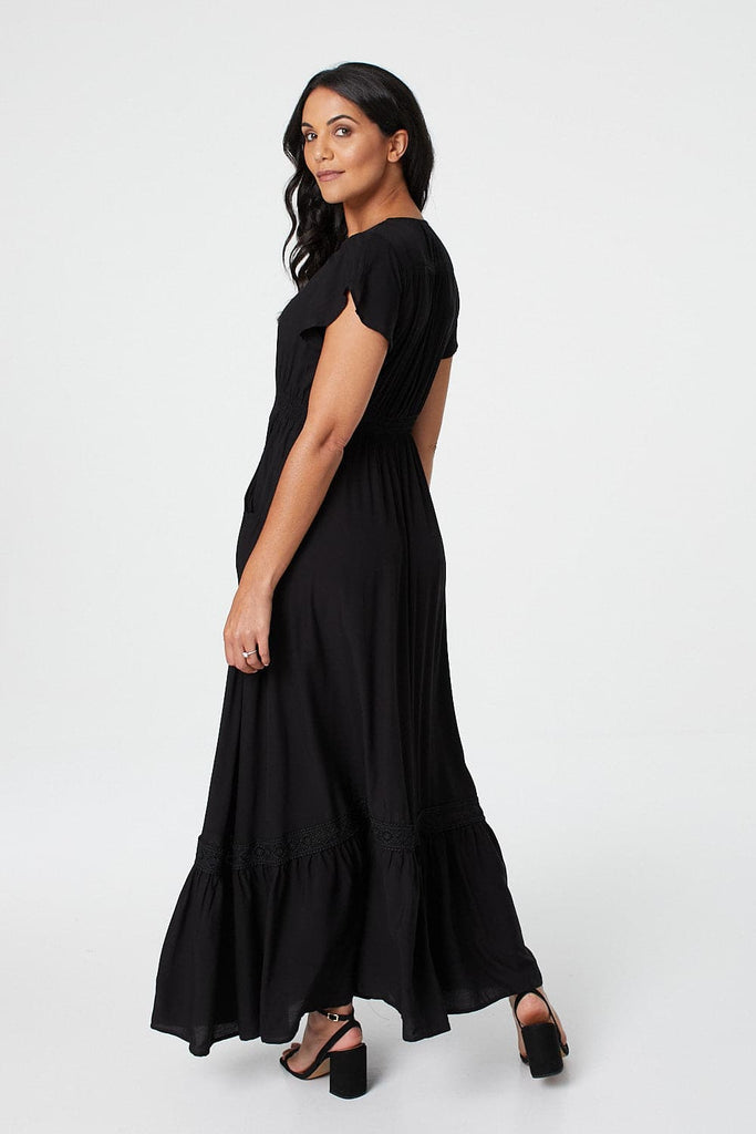 Button Front Maxi Dress with Pockets