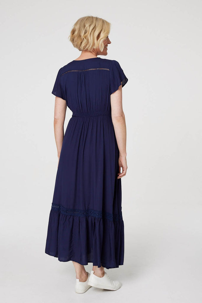 Button Front Maxi Dress with Pockets