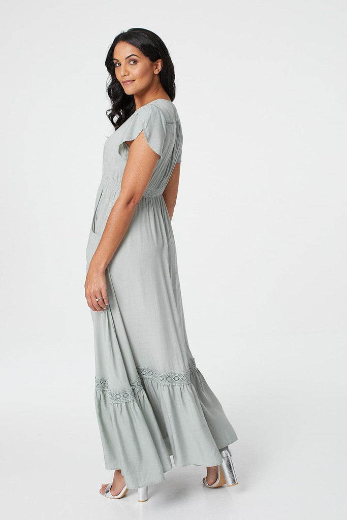 Button Front Maxi Dress with Pockets