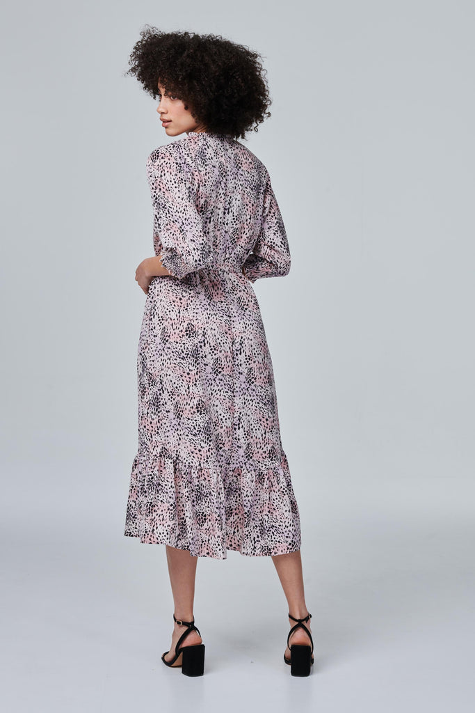 Animal Print Pephem Midi Dress