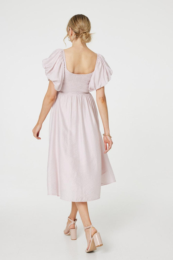 Puff 1/2 Sleeve Knee Length Dress
