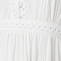 Lace Trim Long Sleeve Tiered Midi Dress