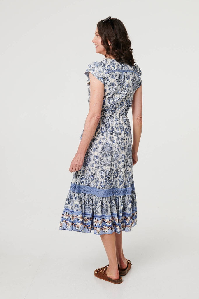 Paisley Cap Sleeve Knee Length Dress