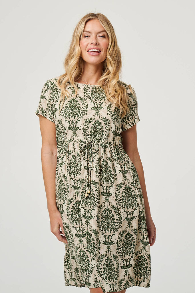 Baroque Print Relaxed Knee Length Dress