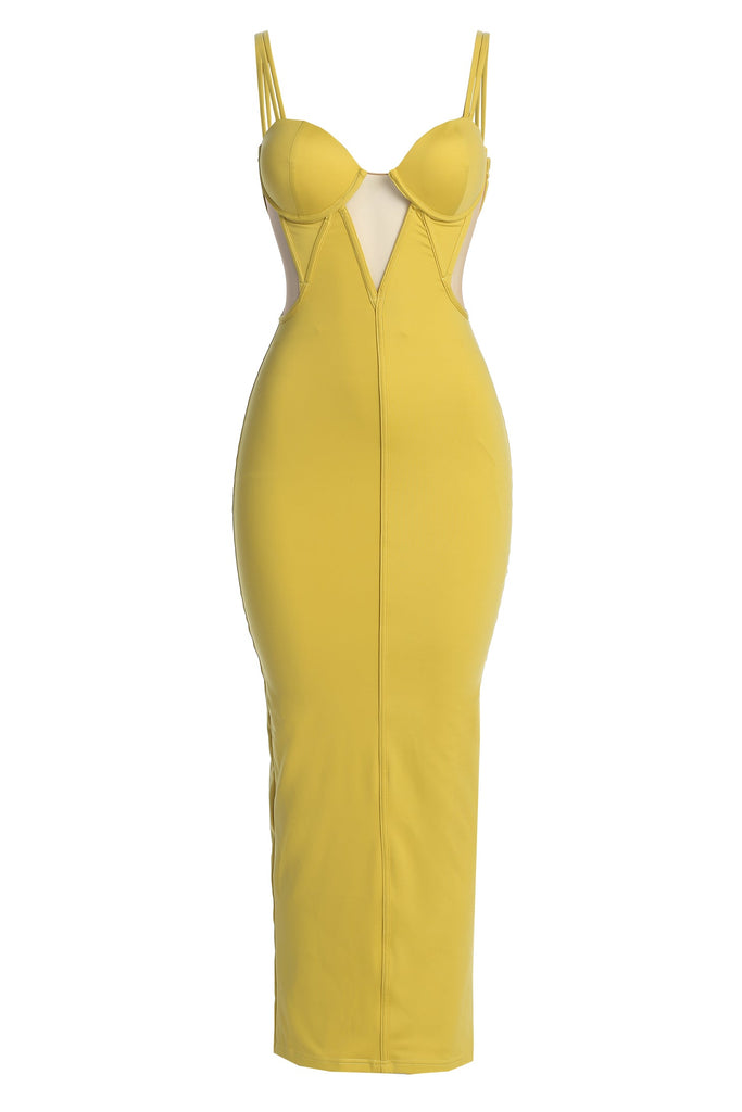 Yellow Enchantment Bustier Maxi Dress