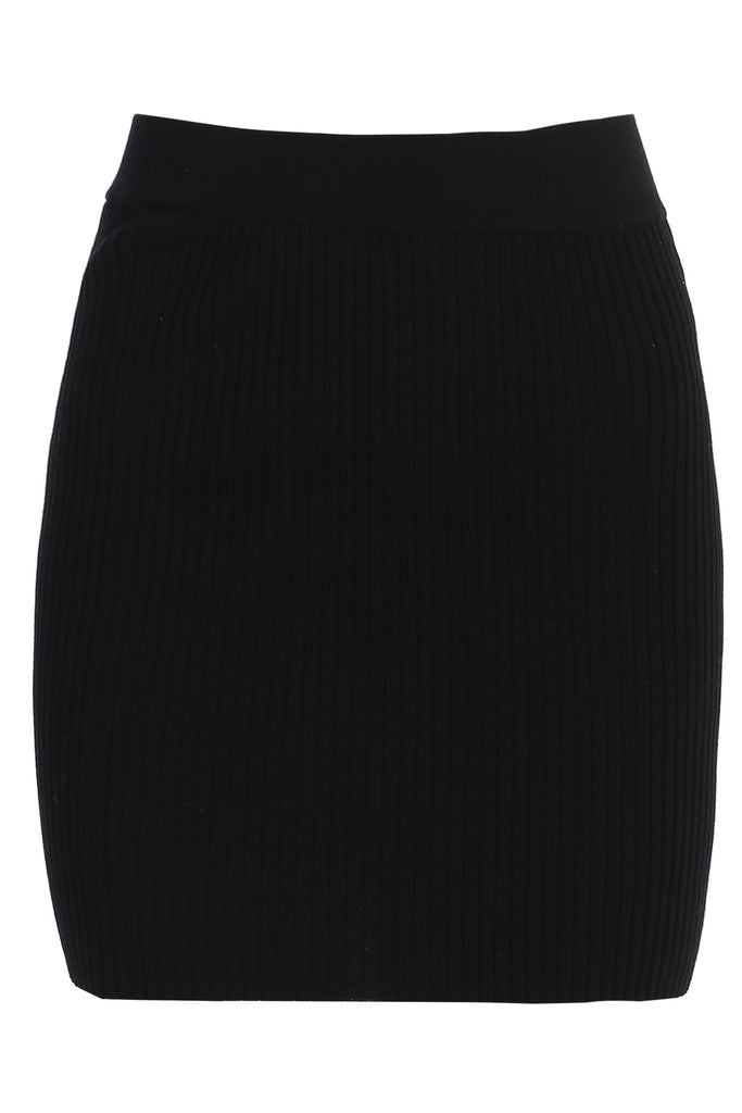 Black Jessy Ribbed Skirt Set