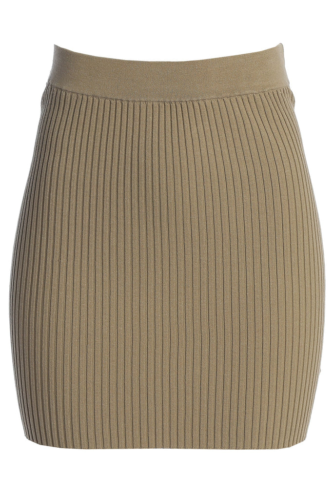 Taupe Jessy Ribbed Skirt Set