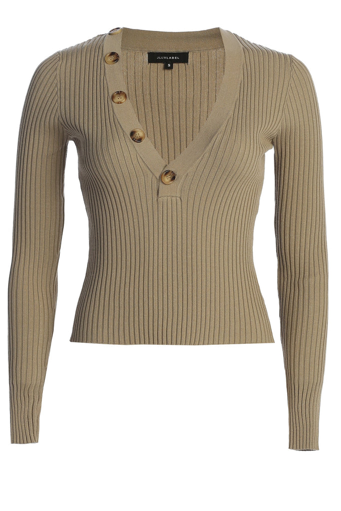 Taupe Jessy Ribbed Skirt Set