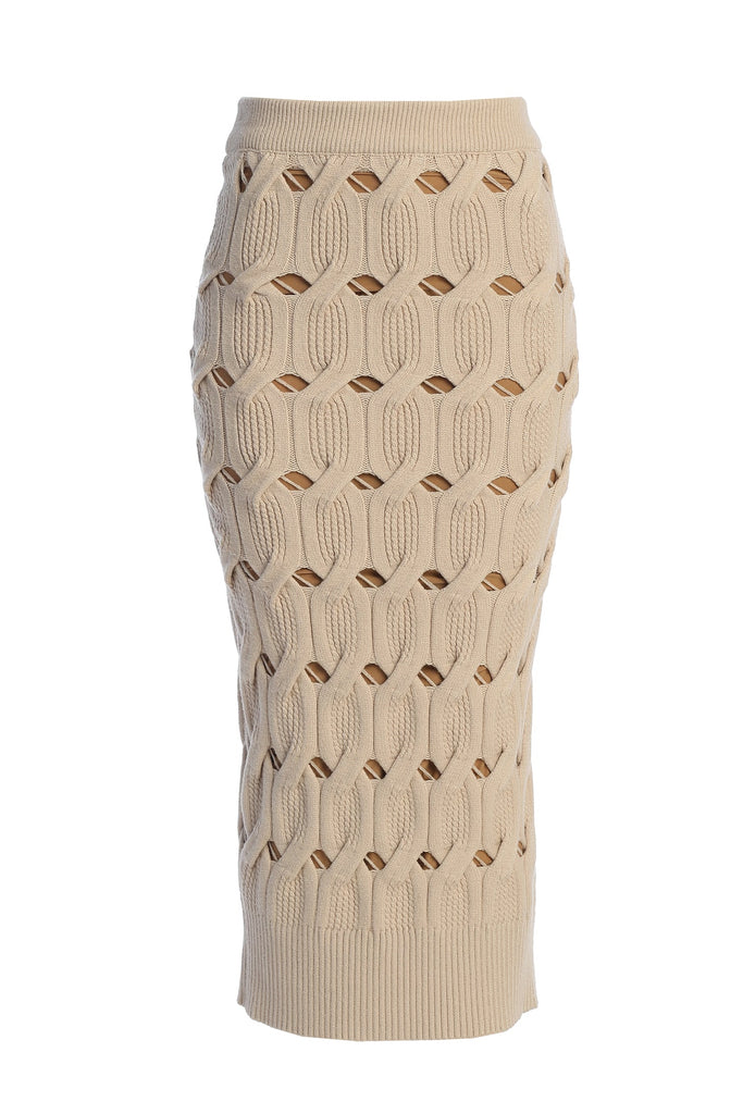 Beige Morgan Knit Maxi Skirt