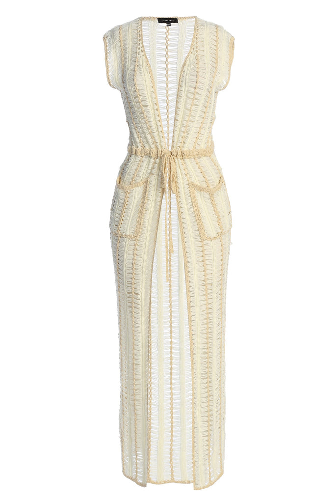 Ivory/Beige Marcelle Crochet Maxi Dress