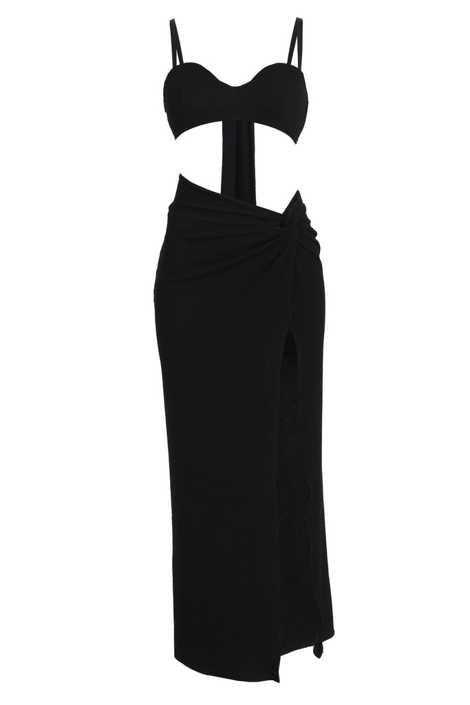 Black Deidra Draped Skirt Set