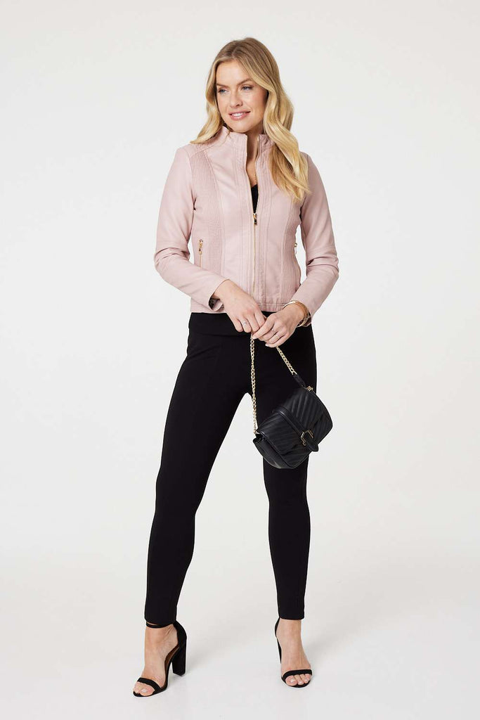 Zip Front Faux Leather Jacket