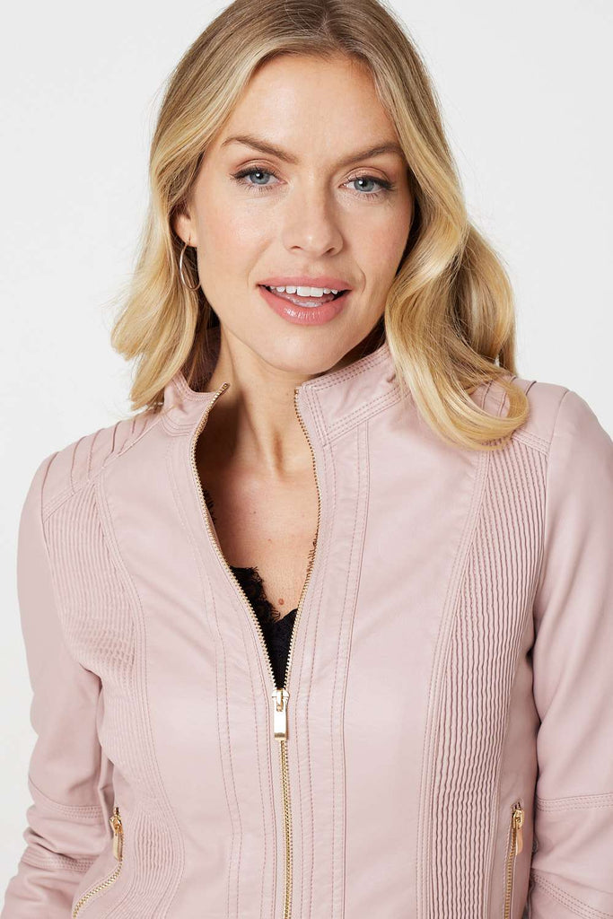 Zip Front Faux Leather Jacket