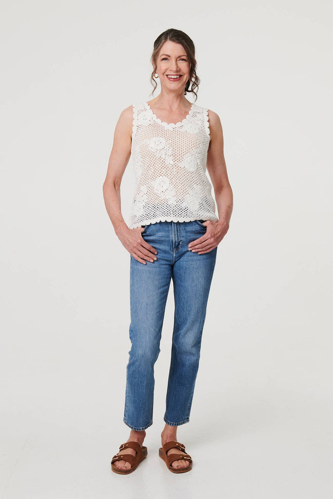 Sparkly Embroidered Mesh Sleeveless Vest
