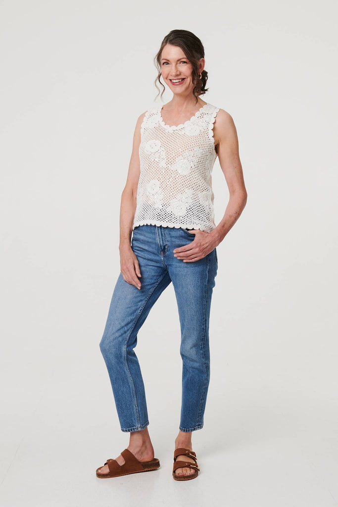 Sparkly Embroidered Mesh Sleeveless Vest