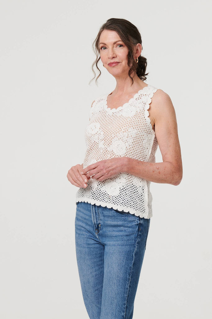 Sparkly Embroidered Mesh Sleeveless Vest