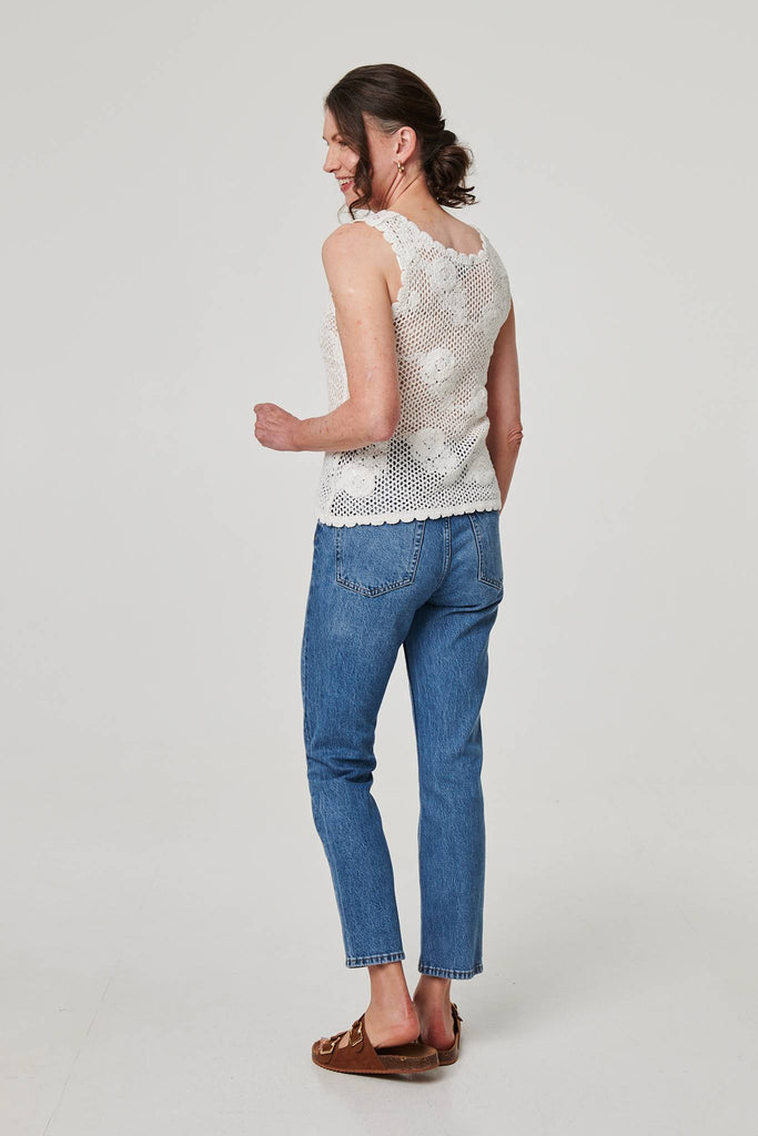 Sparkly Embroidered Mesh Sleeveless Vest