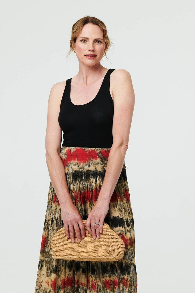 Tie Dye Shirred High Waist Wide Trousers