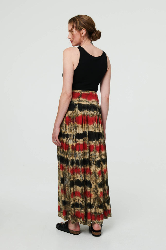 Tie Dye Shirred High Waist Wide Trousers