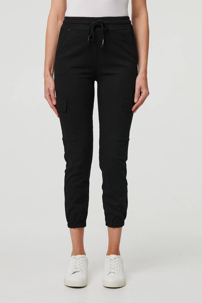 High Waist Slim Fit Cropped Cargo Pants