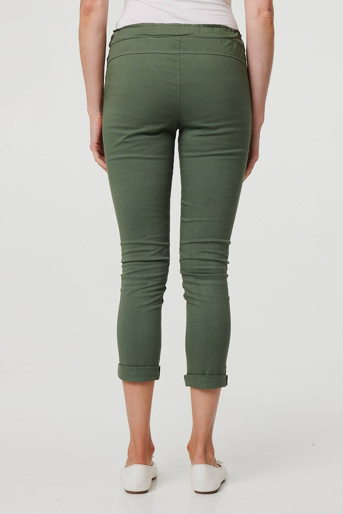 Tie Waist Slim Cropped Trousers