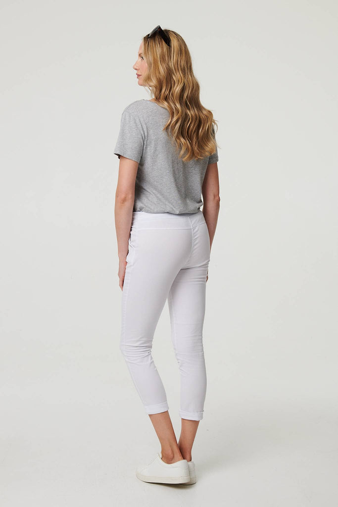 Tie Waist Slim Cropped Trousers