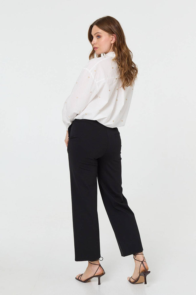 High Waist Straight Leg Cropped Trousers