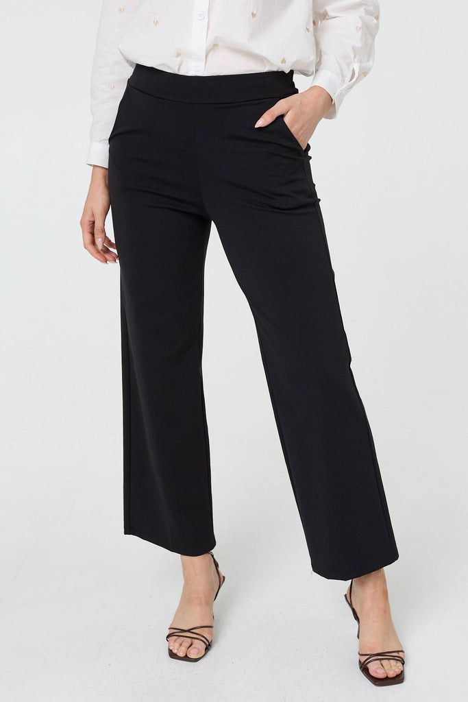 High Waist Straight Leg Cropped Trousers
