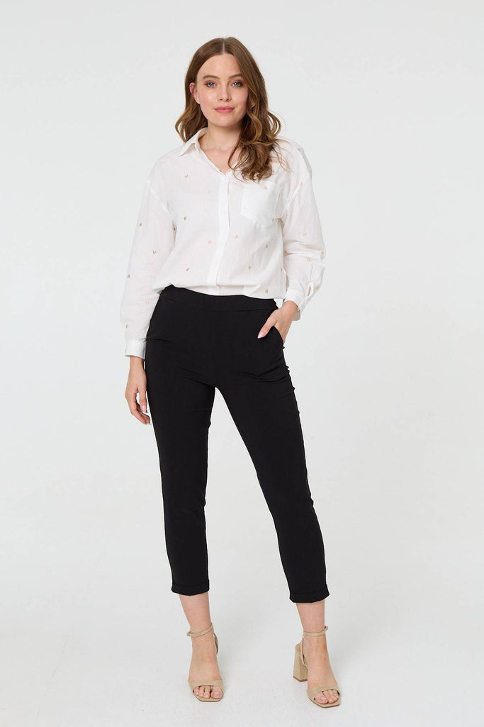High Waist Slim Ankle Length Trousers