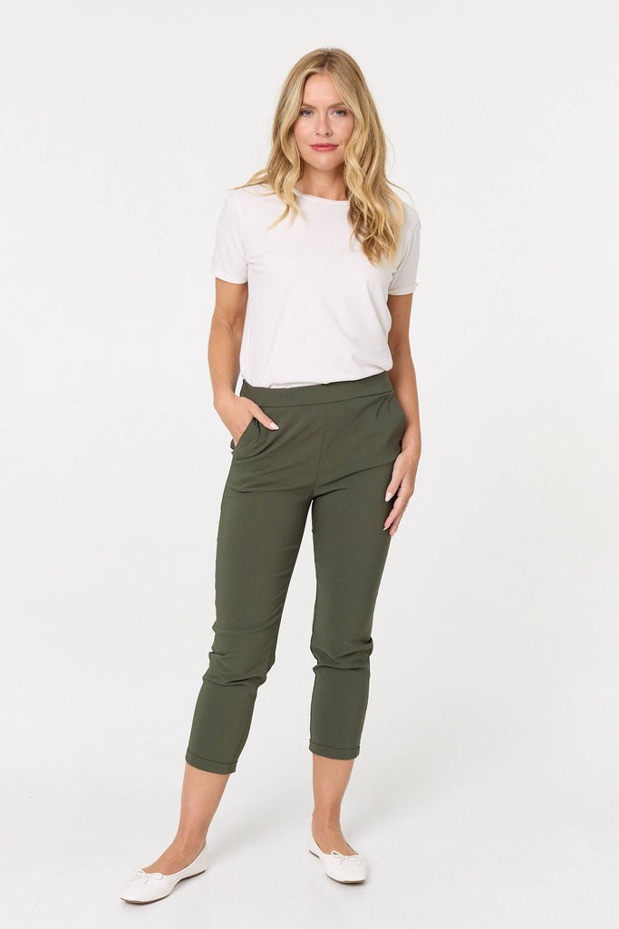 High Waist Slim Ankle Length Trousers