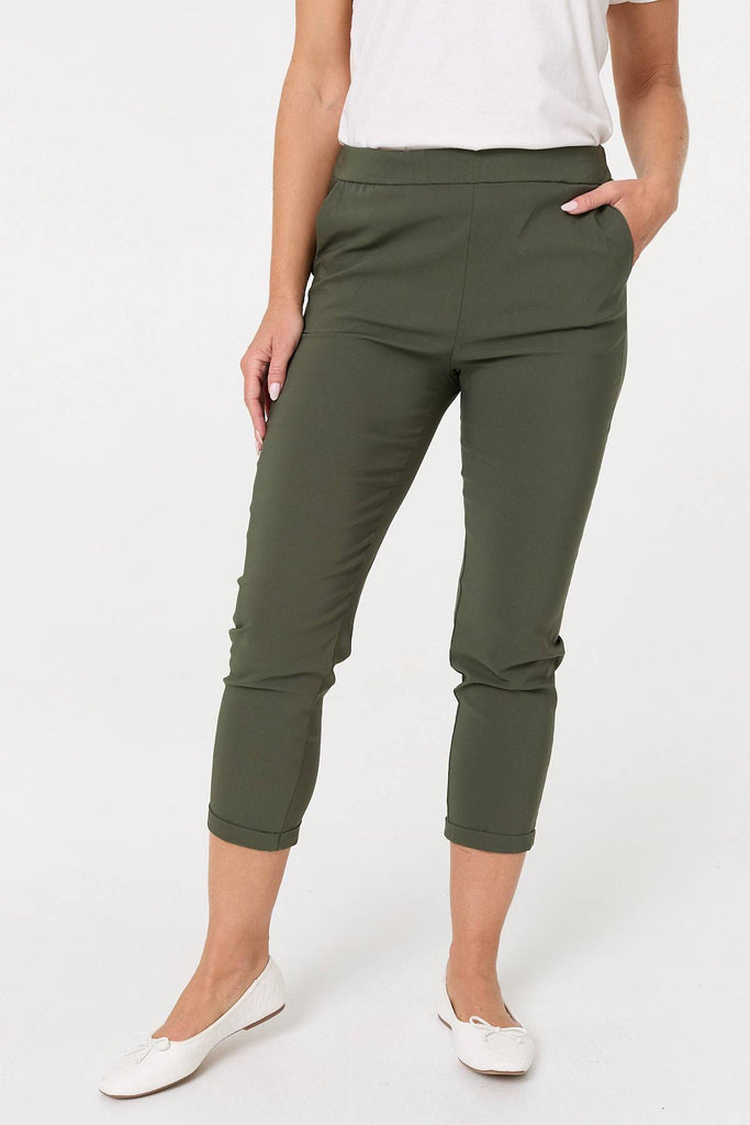 High Waist Slim Ankle Length Trousers